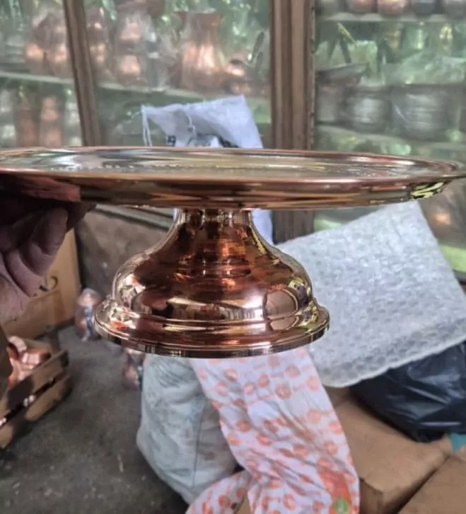 Bakır Ayaklı Kebap Sunum Tepsisi