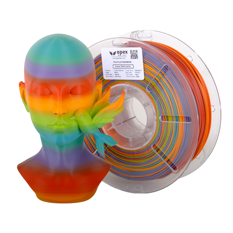 Gökkuşağı PLA+ Filament - Tropik Işıltı, 1kg, 1.75mm