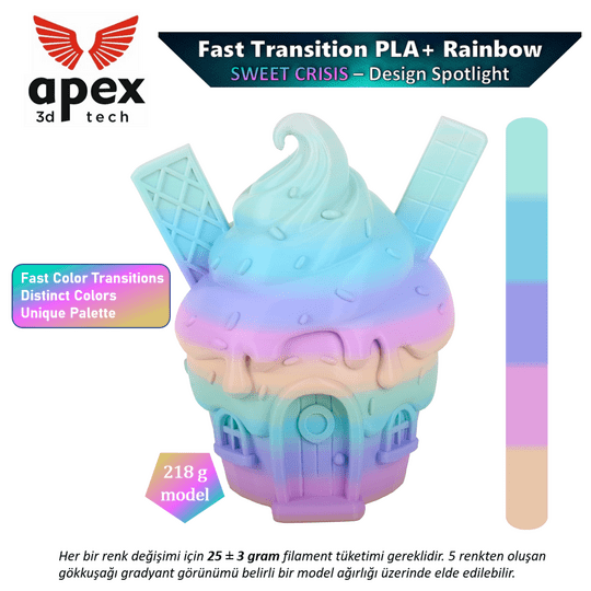 Gökkuşağı PLA+ Filament - Tatlı Krizi, 1kg, 1.75mm