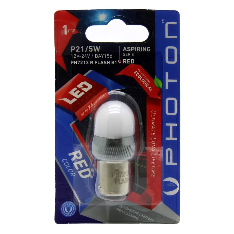 P21/5W 12-24V KIRMIZI FLASH (TEKLİ BLISTER)