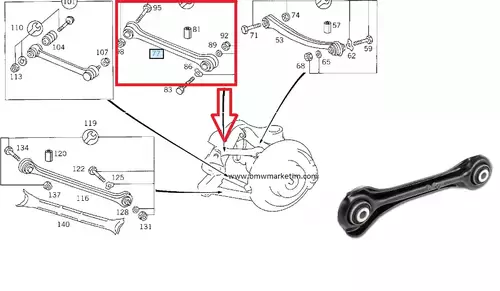 Mercedes W202 Kasa Arka Bugi Kolu (Denge Kolu / Kısa Salıncak) Yerli