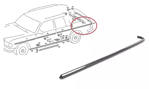 Mercedes W123 Kasa Arka Sol Çamurluk Çıtası Nikelajlı