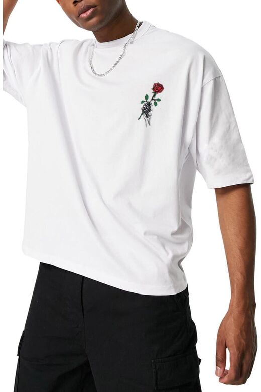 Oversize Rose Unisex Beyaz T-shirt