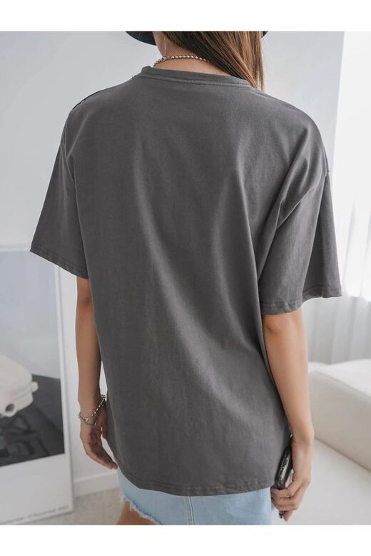 Kadın Füme Penguen Baskılı Oversize T-shirt