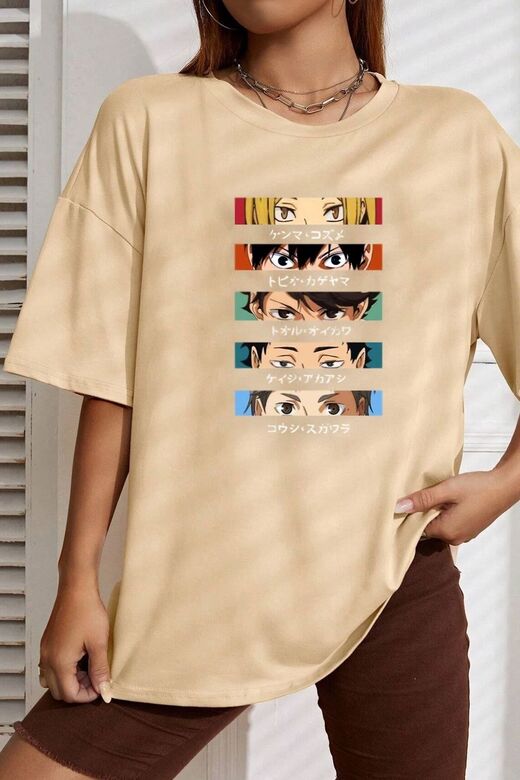 Unisex Cosplay Haikyuu Baskılı T-shirt