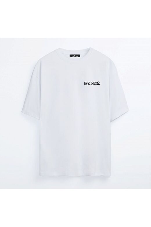 Unisex Beyaz Oversize T-shirt Baskılı Osaka Tişört