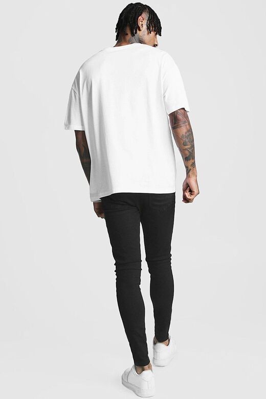 Erkek Beyaz Oversize Savage Baskılı T-shirt