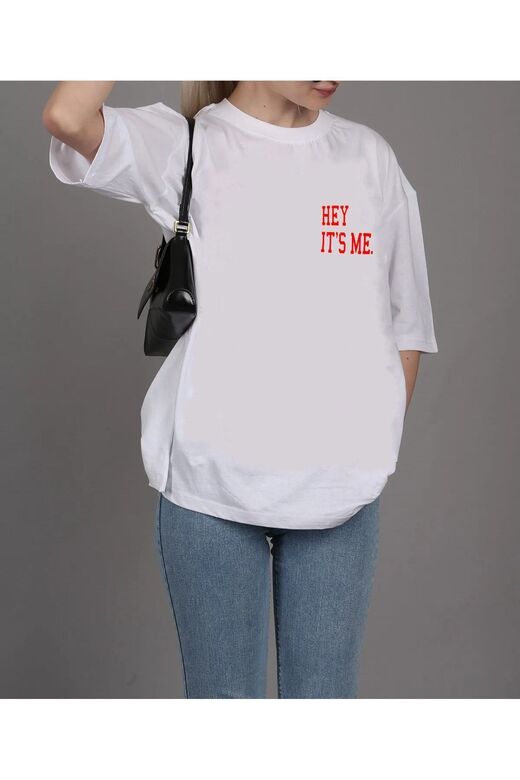 Unisex Baskı Detaylı Oversize Basit T-Shirt