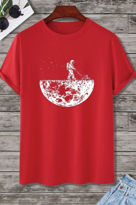 Unisex Uzay Temalı Baskılı T-shirt