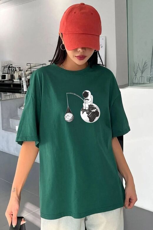 Unisex Uzay Baskılı T-shirt