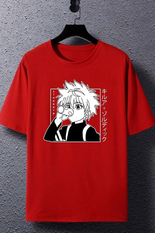 Unisex Killua Zoldyck Baskılı T-shirt