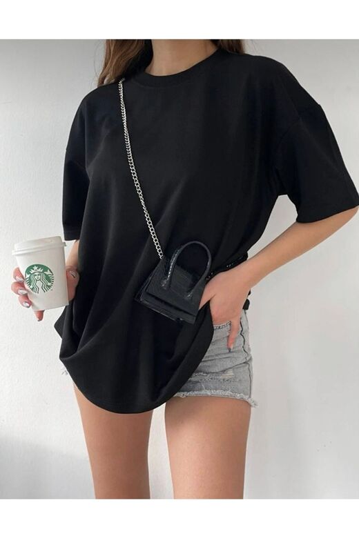 Unisex Siyah Oversize Tshirt