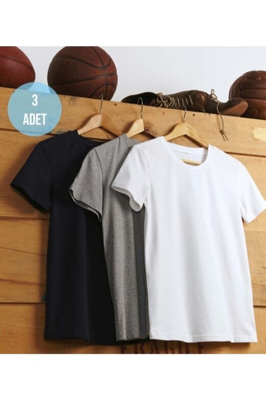 Ark Moda Unisex 3'lü Siyah Beyaz Gri Oversize T-shirt