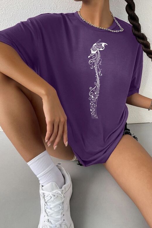 Unisex Butterfly Song Baskılı T-shirt