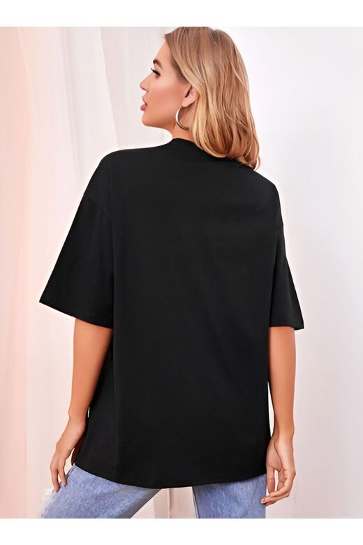 Minimal Kalp Baskılı Beyaz Oversize Tshirt