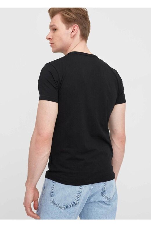 Erkek Basic Pamuklu Kısa Kollu Bisiklet Yaka T-Shirt