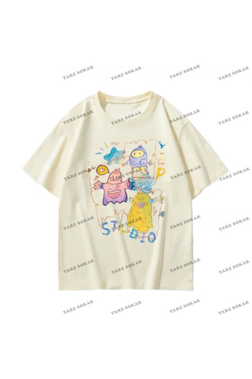 Y2K Unisex Harajuka Anime Retro Kawai Kuromi T-shirt Kod-Mavi-Etiket:  8362