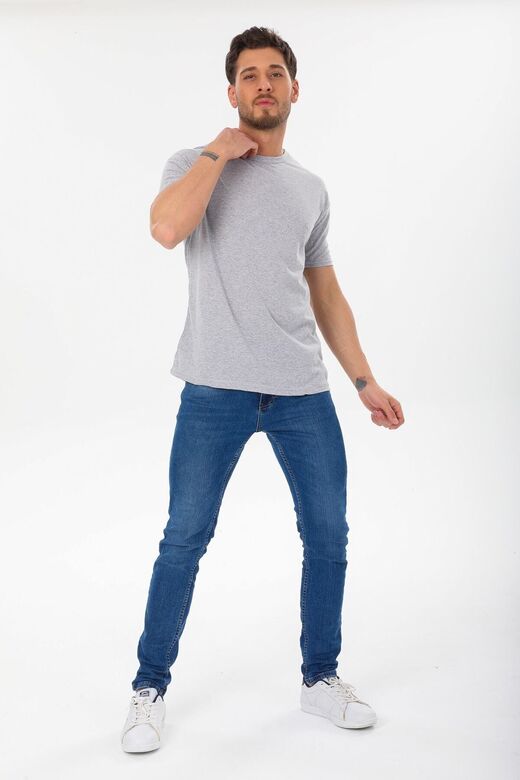 Dar Kalıp Slim Fit Erkek T-shirt Gri