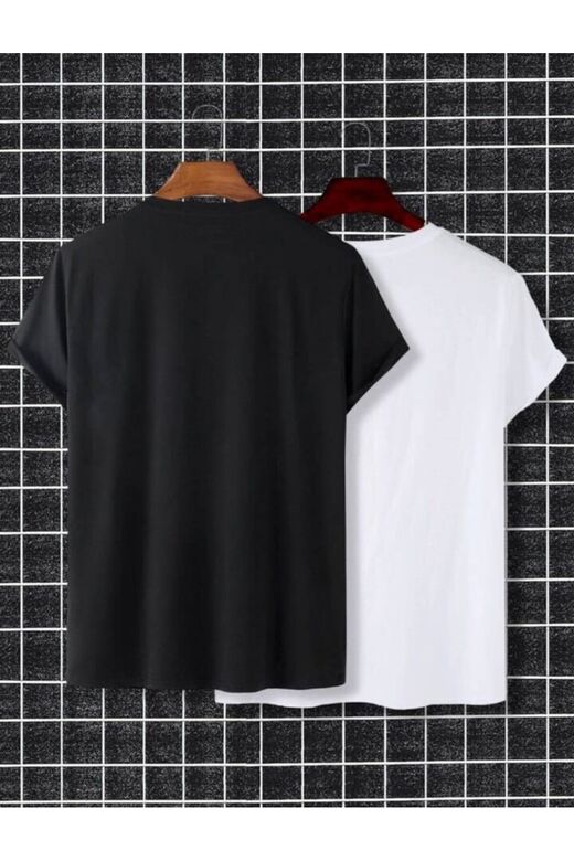 tshirt bisiklet yaka oversıze ikili takım siyah beyaz