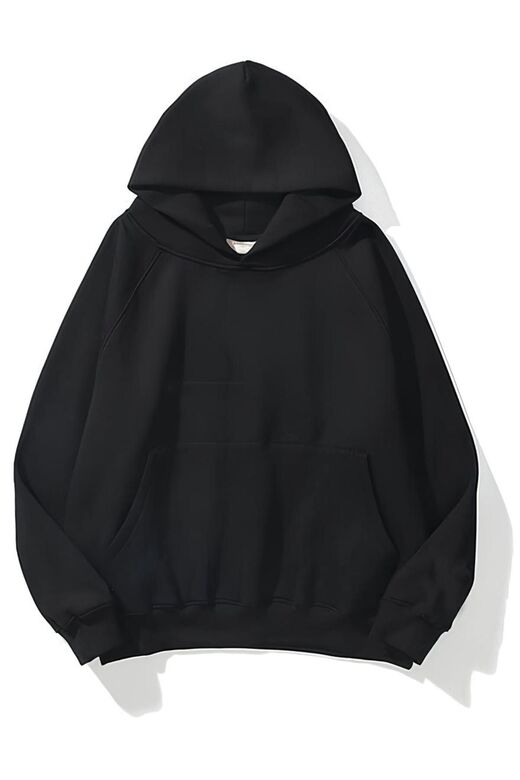 Unisex Siyah Basic Sweatshirt Hoodie