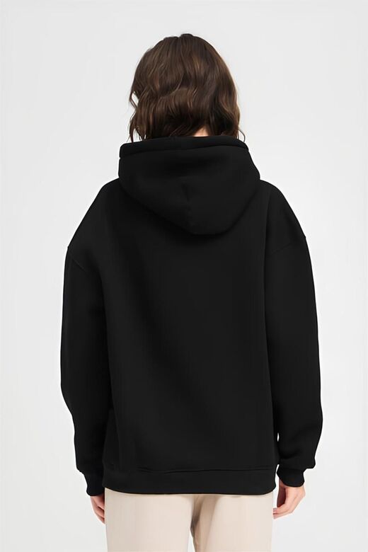 Unisex Siyah Basic Sweatshirt Hoodie