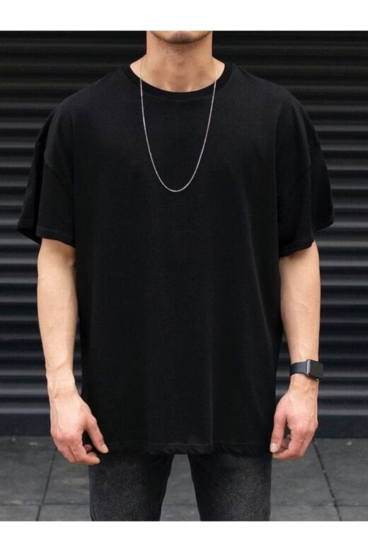 Erkek Siyah Oversize Basic Tshirt