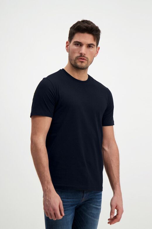 Erkek Lacivert Bisiklet Yaka Slim Fit Basic T-shirt