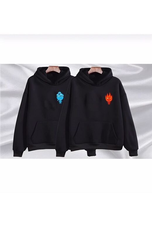 Ateş & Su Baskılı Sevgili Kombini Sweatshirt 2 Adet