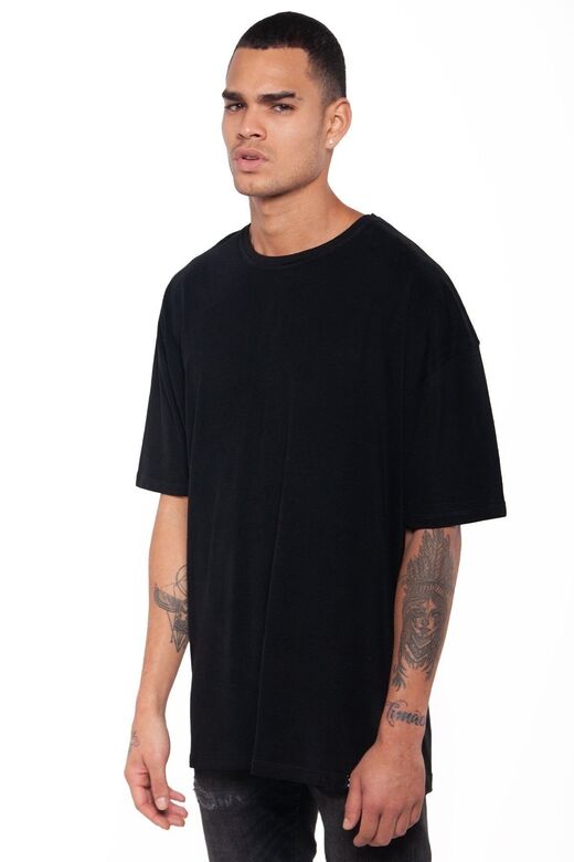 Erkek Oversize Bol Kalıp Düz Renk T-shirt