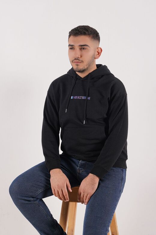 oversıze kapşonlu kalın sweatshirt baskılı