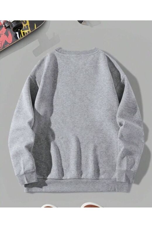 unisex baskılı sweatshirt  bisiklet yaka