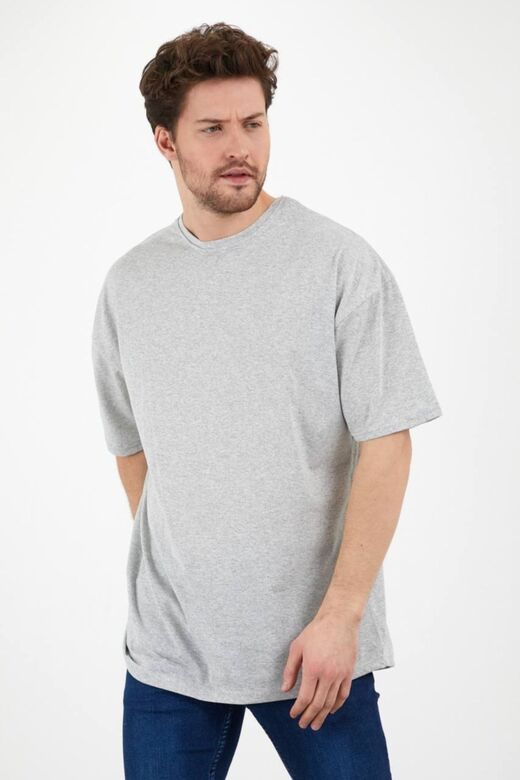 Gri Oversize Unisex Düz T-shirt