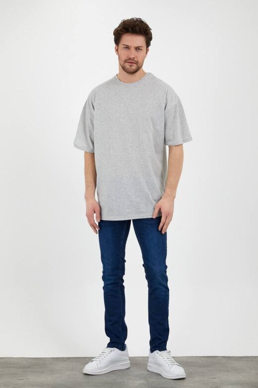 Gri Oversize Unisex Düz T-shirt