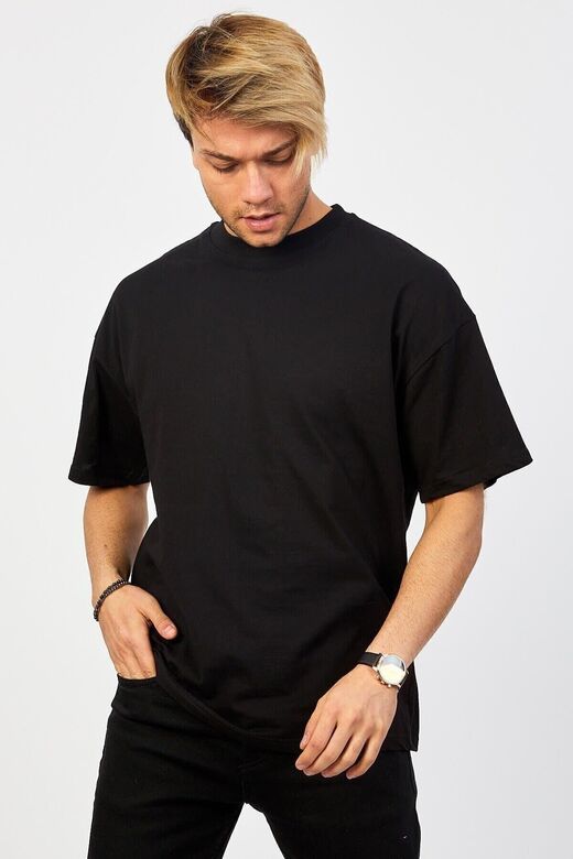 Siyah Oversize Düz T-shirt