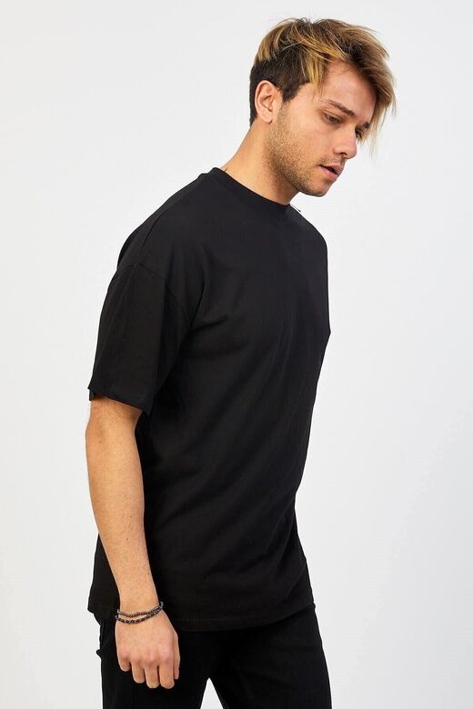 Siyah Oversize Düz T-shirt