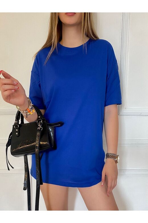 Unısex Düz Renk Basic Oversize Pamuklu Örme Kısa Kollu Bol Kalıp Tshirt