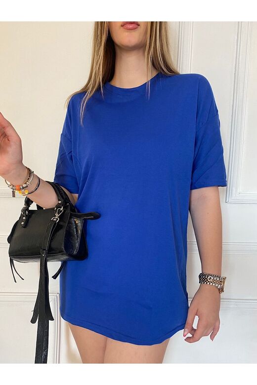 Unısex Düz Renk Basic Oversize Pamuklu Örme Kısa Kollu Bol Kalıp Tshirt