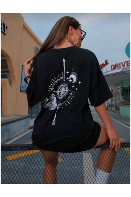 Unisex Bisiklet Yaka Pamuk Oversize Boyfriend T-Shirt