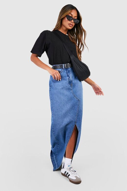 Kadın Siyah Pamuk Oversize Bisiklet Yaka T shirt