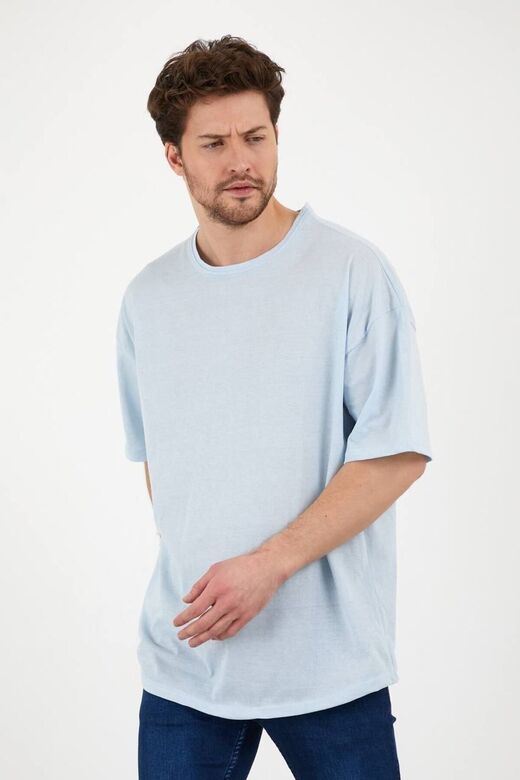 Unisex Pamuk Bisiklet Bebe Mavisi Oversize T-shirt