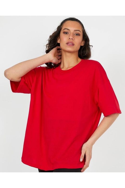 Unisex 3’lü Hazır Paket Siyah - Beyaz - Kırmızı Oversize T-shirt