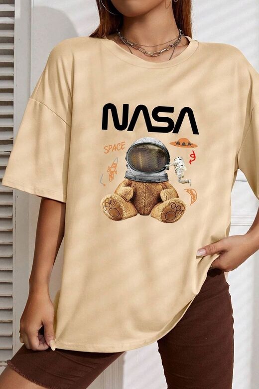 Unisex Nasabear Baskılı T-shirt