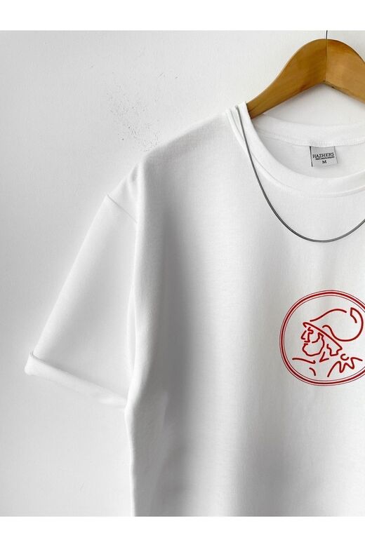 Erkek Baskılı Pamuklu Bisiklet Yaka Kısa Kollu T-shirt