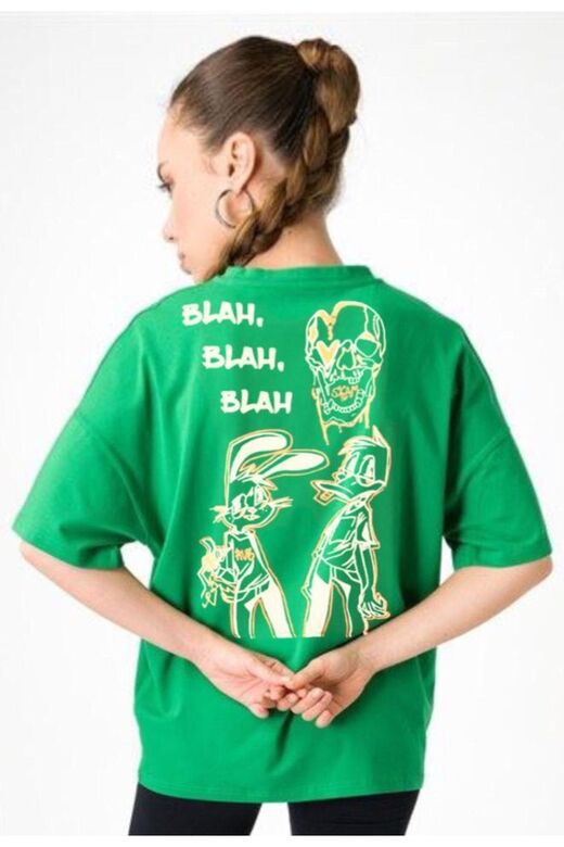 Bol Kalıp Tavşan Baskılı Oversize Tshirt