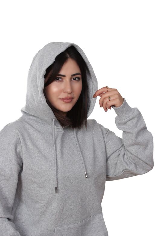 sweatshirt gri kapşonlu oversıze unisex