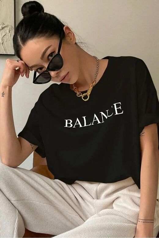 Unisex Baskı Detaylı Oversize Basit T-Shirt