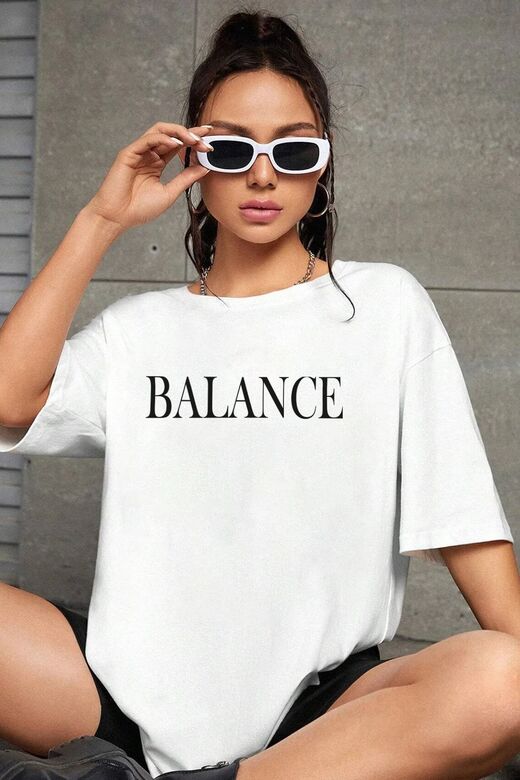Unisex Baskı Detaylı Oversize Basit T-Shirt