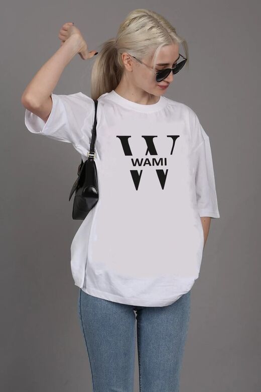 Unisex Baskı Detaylı Oversize Basit T-Shirt