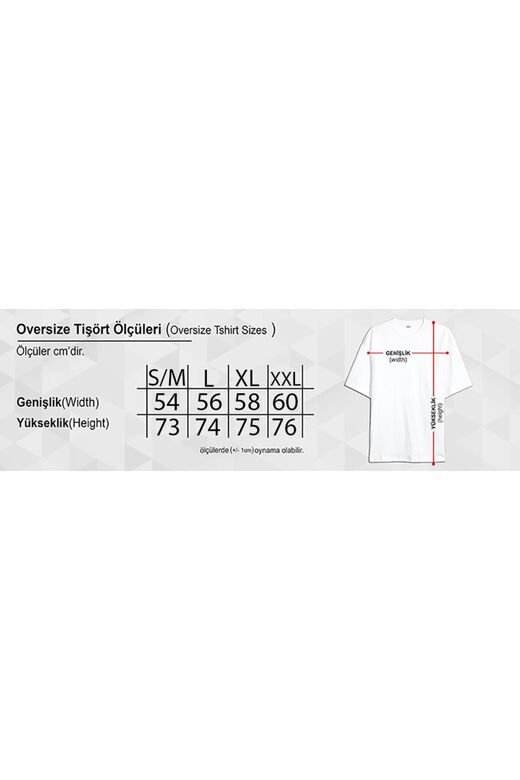 Unisex Baskı Detaylı Oversize Basit T-Shirt