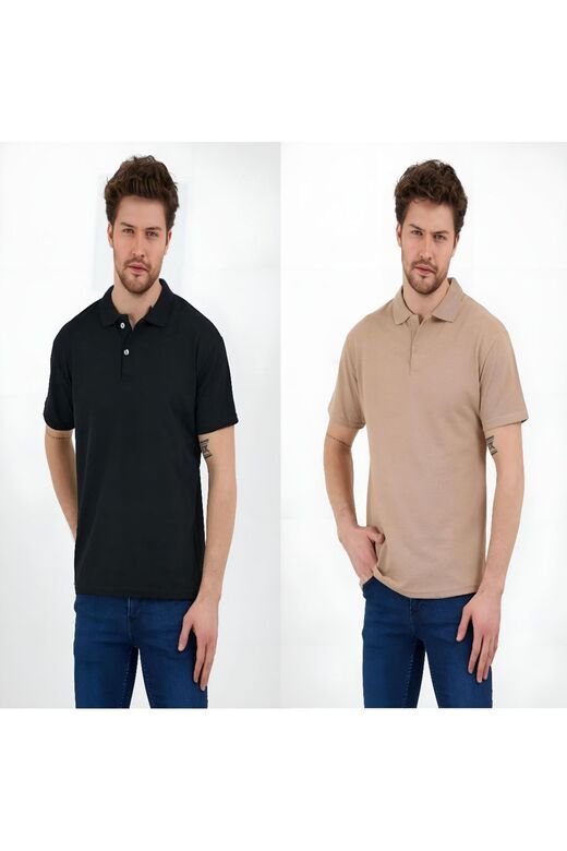 Unisex 2li Lakost Poloyaka Slimfit Tshirt